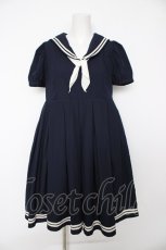 画像1: LIEF / Aラインセーラーワンピース  ネイビー Y-26-09-18-050-LO-OP-SZ-ZY (1)