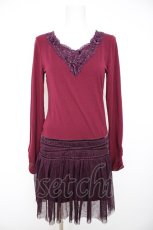 画像1: axes femme / チュールドッキングカットワンピース M ワイン Y-26-09-18-029-AX-OP-SZ-ZY (1)