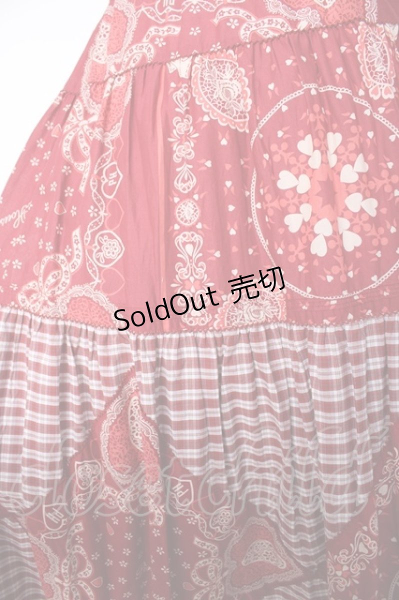 画像3: PINK HOUSE / バンダナプリントパッチワーク風スカート F 赤 Y-26-09-20-090-LO-SK-SZ-ZY (3)