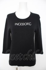 画像1: INGEBORG / ロゴニット半袖トップス L ブラック Y-26-09-20-011-LO-TO-SA-ZY (1)