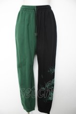 画像1: NieR Clothing / TWO-TONE SWEATPANTS【彼岸花】 F 黒×グリーン Y-26-09-20-101-PU-PA-SZ-ZY (1)
