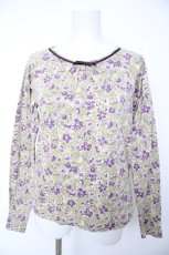 画像1: PINK HOUSE / 花柄ラグランスリーブTシャツ M ベージュ×パープル Y-26-09-20-042-LO-TS-SA-ZY (1)