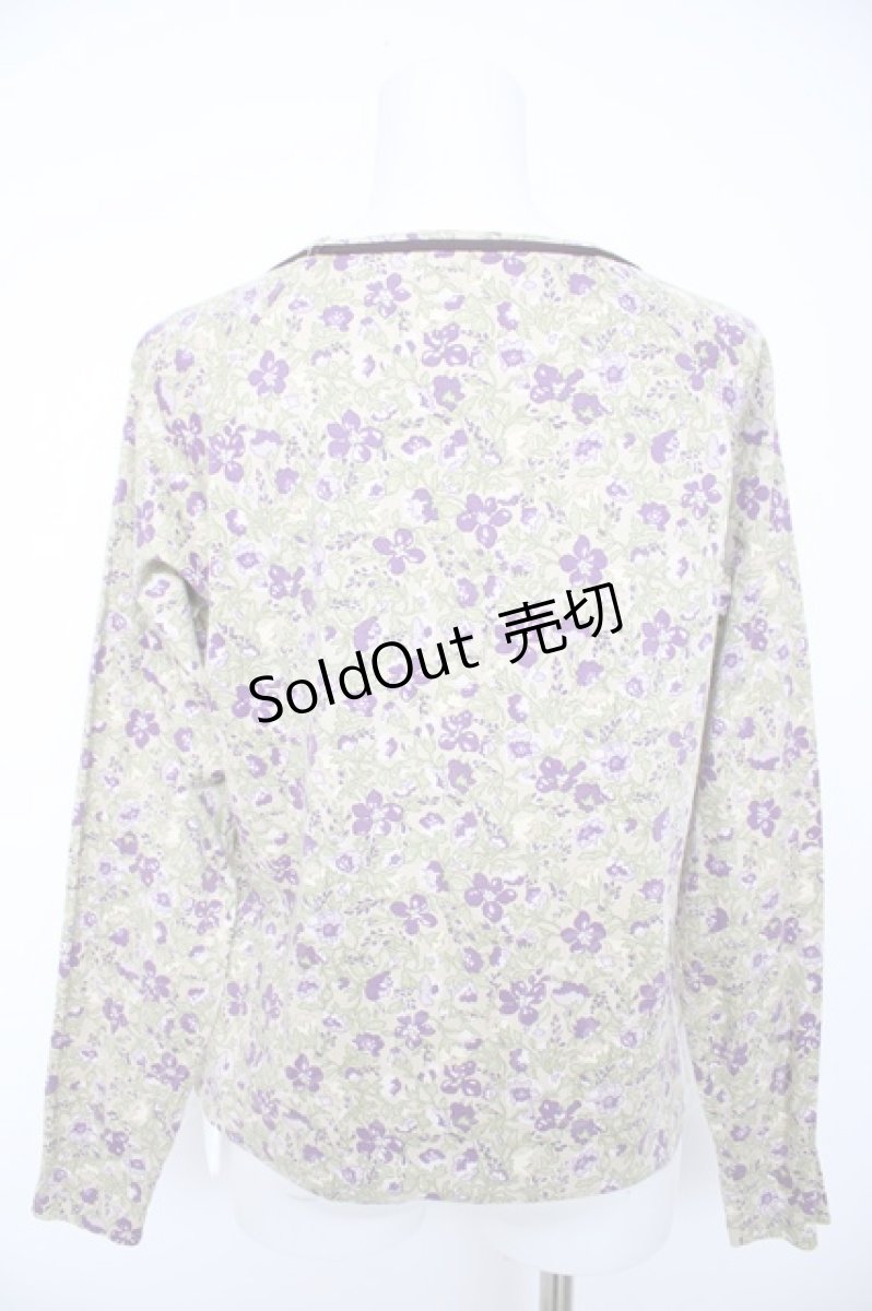 画像2: PINK HOUSE / 花柄ラグランスリーブTシャツ M ベージュ×パープル Y-26-09-20-042-LO-TS-SA-ZY (2)