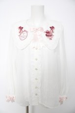 画像1: Amavel / Holiday Present Ribbon ブラウス  白×ピンク Y-26-09-22-044-CA-BL-SZ-ZY (1)
