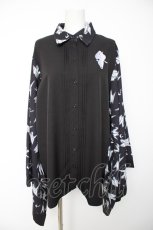 画像1: NieR Clothing / 着物風袖ブロッキングシャツ【折鶴】 F 黒 Y-26-09-22-061-PU-BL-SZ-ZY (1)