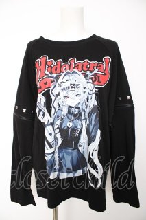 HIDOLATRAL THEODOL / 3wayイラストラグランTシャツ GRAY BORDER F