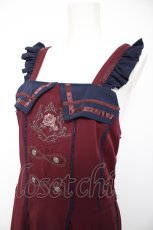 画像3: Ozz oneste / ローズ刺繍ジャンパースカート  ワイン Y-26-09-22-080-OO-OP-SZ-ZY (3)