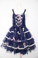 画像2: BABY,THE STARS SHINE BRIGHT / Eternal Ribbon Featheryジャンパースカート  ネイビー Y-26-09-22-084-BA-OP-SZ-ZY (2)