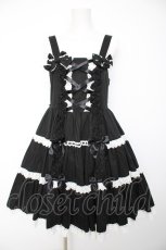 画像1: Angelic Pretty / 肩リボンジャンパースカート  黒×白 Y-26-09-22-087-AP-OP-SZ-ZY (1)
