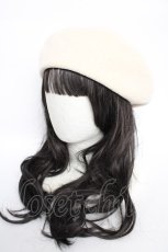 画像2: axes femme / リボン付きモールニットベレー  生成り Y-26-09-22-013-AX-AC-SZ-ZY (2)