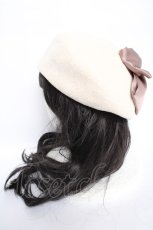 画像3: axes femme / リボン付きモールニットベレー  生成り Y-26-09-22-013-AX-AC-SZ-ZY (3)