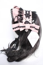 画像2: DearMyLove / Emilyハートチャームヘッドドレス  ブラック×ピンク Y-26-09-22-014-LO-AC-SZ-ZY (2)