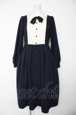 画像1: Melody BasKet / フロント切替クラシカルワンピース M ネイビー Y-26-09-22-103-LO-OP-SZ-ZY (1)
