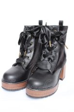 画像1: axes femme POETIQUE / レースアップミドルブーツ L 黒 Y-26-09-22-030-AX-SH-SZ-ZY (1)