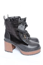 画像4: axes femme POETIQUE / レースアップミドルブーツ L 黒 Y-26-09-22-030-AX-SH-SZ-ZY (4)
