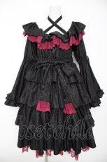 画像1: Vallee lys / Coquelicot Dress midi length Jacquard  ブラック×ワイン Y-26-09-24-067-GO-OP-SZ-ZY (1)
