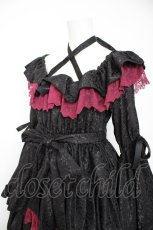 画像3: Vallee lys / Coquelicot Dress midi length Jacquard  ブラック×ワイン Y-26-09-24-067-GO-OP-SZ-ZY (3)
