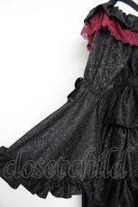 画像4: Vallee lys / Coquelicot Dress midi length Jacquard  ブラック×ワイン Y-26-09-24-067-GO-OP-SZ-ZY (4)