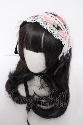Preview of はしごレースリボン花柄ヘッドドレス  黒