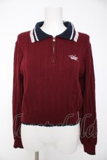 画像1: axes femme / レース×バイカラーニットポロ F ワイン Y-26-09-24-026-AX-TO-SZ-ZY (1)