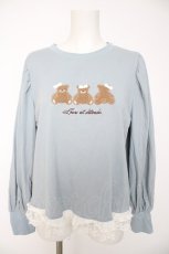 画像1: axes femme / くまボア刺繍レースTシャツ M サックス Y-26-09-24-028-AX-TO-SZ-ZY (1)