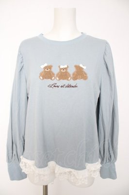 Preview of くまボア刺繍レースTシャツ M サックス