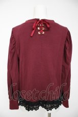 画像2: axes femme / くまボア刺繍レースTシャツ M ワイン Y-26-09-24-029-AX-TO-SZ-ZY (2)