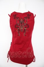 画像2: Ozz Croce / 刺繍入りギャザータンク  ワイン Y-26-09-24-036-OO-TO-SZ-ZY (2)