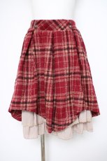 画像1: axes femme POETIQUE / 起毛チェックイレヘムスカート M ワイン Y-26-09-26-057-AX-SK-SZ-ZY (1)