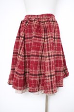 画像2: axes femme POETIQUE / 起毛チェックイレヘムスカート M ワイン Y-26-09-26-057-AX-SK-SZ-ZY (2)