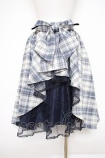画像1: axes femme POETIQUE / リボン付きバックフリルスカート M ブルー Y-26-09-26-072-AX-SK-SZ-ZY (1)