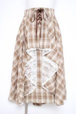 画像1: axes femme / チェック柄レースフリルスカート F ベージュ Y-26-09-26-084-AX-SK-SZ-ZY (1)