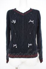 画像1: axes femme / ライン入りニット M 紺 Y-26-09-26-021-AX-TO-SZ-ZY (1)
