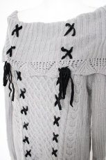 画像3: axes femme / レースアップオフショルプルオーバー M グレー Y-26-09-26-024-AX-BL-SZ-ZY (3)