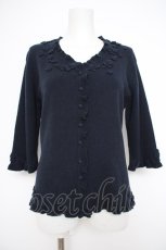 画像1: INGEBORG / お花モチーフフリルカーディガン M 紺 Y-26-09-28-037-LO-TO-SZ-ZY (1)