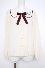 画像1: Amavel / 襟刺繍リボンブラウス M アイボリー Y-26-09-28-030-CA-BL-SZ-ZY (1)