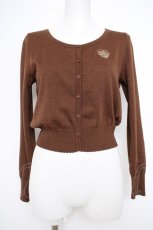 画像1: Emily Temple cute / ハートロゴ刺繍ラメニットカーディガン  ブラウン Y-26-09-28-031-ET-TO-SZ-ZY (1)