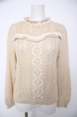 画像1: axes femme / フロント編み上げニットトップス M ベージュ Y-26-09-30-049-AX-TO-IG-ZY (1)