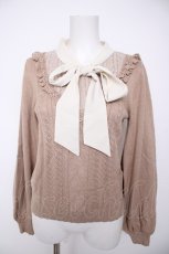画像1: axes femme / ボウタイブロッキング風ニット M ベージュ Y-26-09-30-050-AX-TO-SZ-ZY (1)