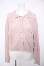画像1: axes femme POETIQUE / ビジューボタン襟付ニットカーディガン M ピンク Y-26-09-30-062-AX-TO-IG-ZY (1)