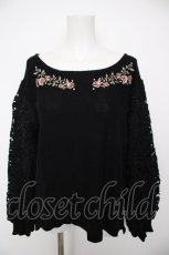 画像1: axes femme / 袖レース刺繍デザインニット L クロ Y-26-09-30-074-AX-TO-IG-ZY (1)