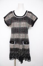 画像1: axes femme / チェックニットチュニ  グレー Y-26-09-30-085-AX-OP-SZ-ZY (1)