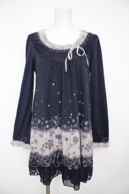 Preview of 雪の結晶柄Aラインチュニック  紺
