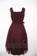 画像2: axes femme / 刺繍入サイドチュールジャンスカ M ワイン Y-26-09-30-092-AX-OP-SZ-ZY (2)