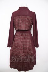 画像2: axes femme / チェック切替ワンピース F ワイン Y-26-09-30-106-AX-OP-SZ-ZY (2)
