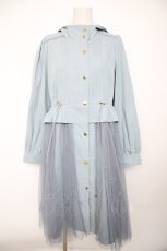 画像1: axes femme POETIQUE / チュール使いロングパーカー M サックス Y-26-09-30-111-AX-OP-SZ-ZY (1)