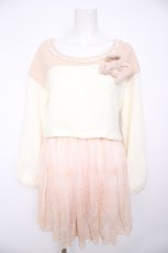 画像1: LIZ LISA / ニット切替チュール刺繍ワンピース 0 オフ×ピンク Y-26-09-30-119-LO-OP-SZ-ZY (1)