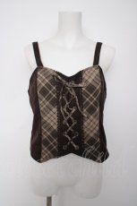 画像1: axes femme / チェック切替リボンビスチェ M 茶 Y-26-09-30-032-AX-TO-SZ-ZY (1)