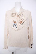 画像1: axes femme / キンモクセイ刺繍ニットプルオーバー M アイボリー Y-26-09-30-040-AX-TO-IG-ZY (1)
