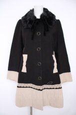 画像1: axes femme / バイカラーAコート  黒ｘオフ Y-26-10-03-042-AX-CO-AS-ZY (1)